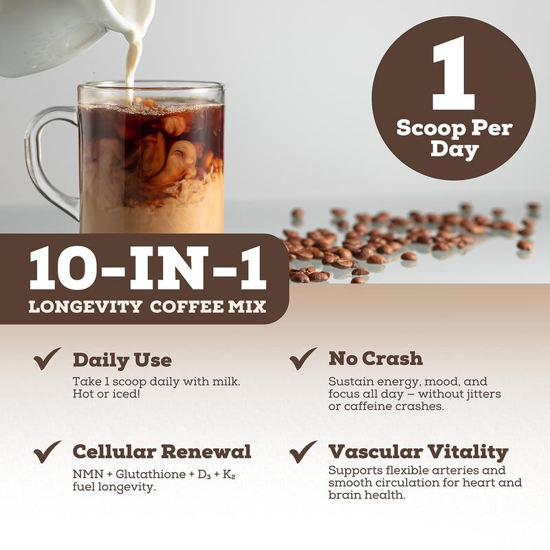 Krebba Longevity Mix — Café Mocha con NMN y Glutatión