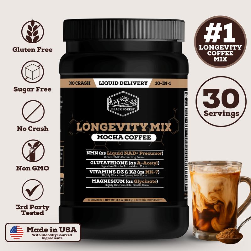 Krebba Longevity Mix — Café Mocha con NMN y Glutatión