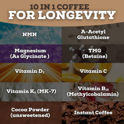 Krebba Longevity Mix — Café Mocha con NMN y Glutatión